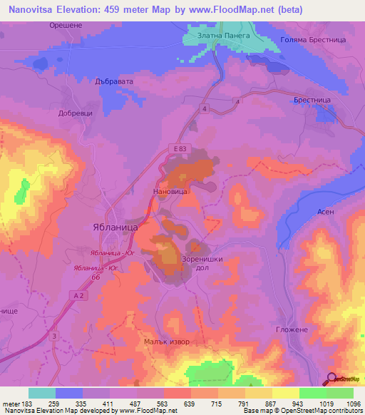 Nanovitsa,Bulgaria Elevation Map