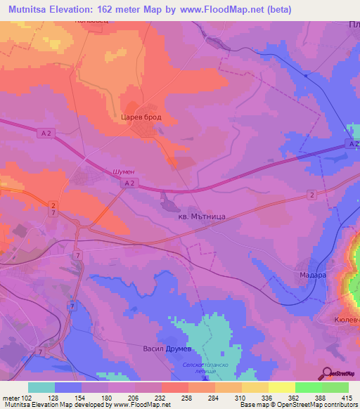 Mutnitsa,Bulgaria Elevation Map