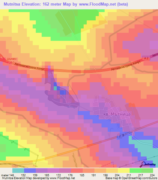 Mutnitsa,Bulgaria Elevation Map