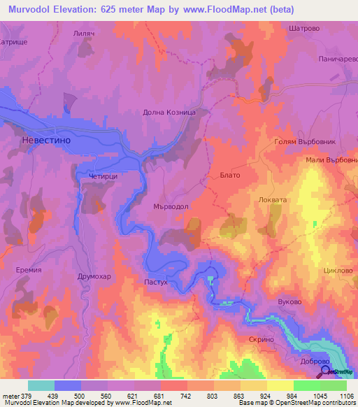 Murvodol,Bulgaria Elevation Map