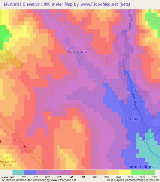 Murtintsi,Bulgaria Elevation Map