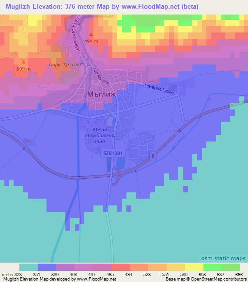 Muglizh,Bulgaria Elevation Map