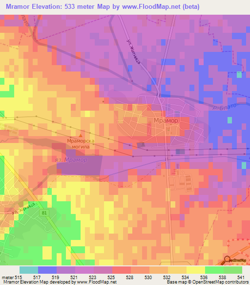 Mramor,Bulgaria Elevation Map
