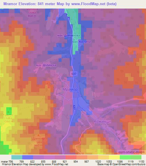 Mramor,Bulgaria Elevation Map
