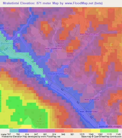 Mraketintsi,Bulgaria Elevation Map
