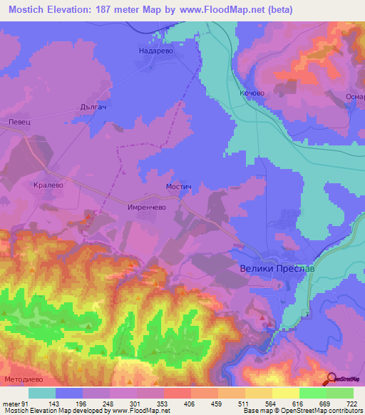 Mostich,Bulgaria Elevation Map