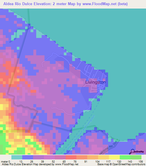 Aldea Rio Dulce,Guatemala Elevation Map