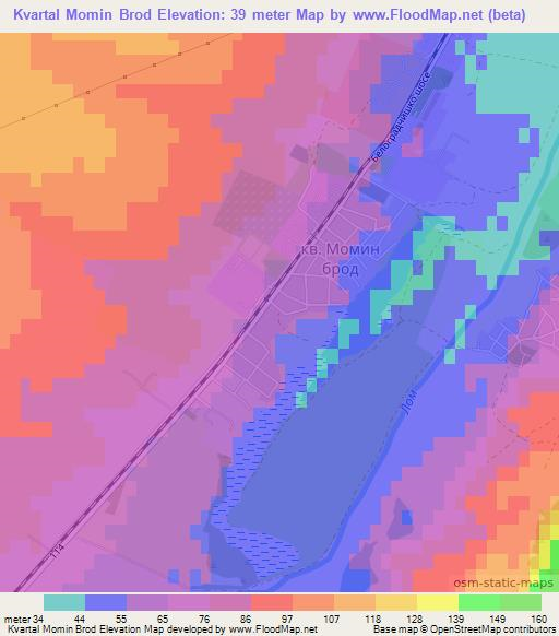 Kvartal Momin Brod,Bulgaria Elevation Map