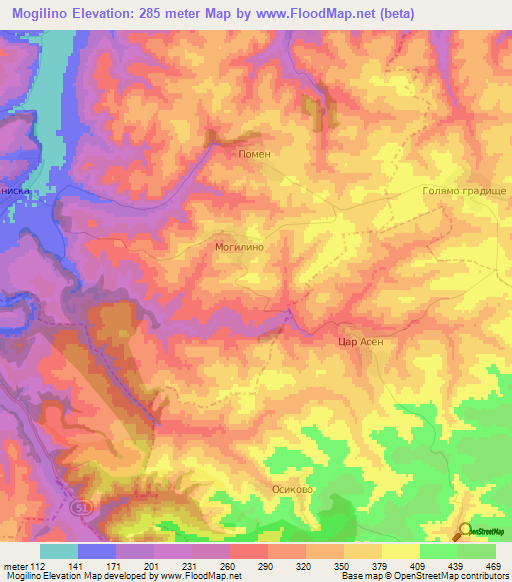 Mogilino,Bulgaria Elevation Map