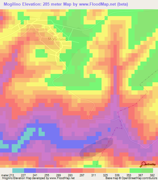 Mogilino,Bulgaria Elevation Map