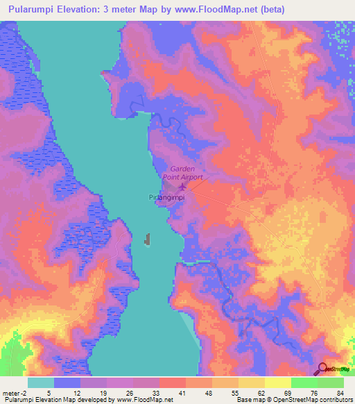 Pularumpi,Australia Elevation Map