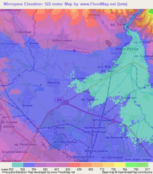 Mirovyane,Bulgaria Elevation Map