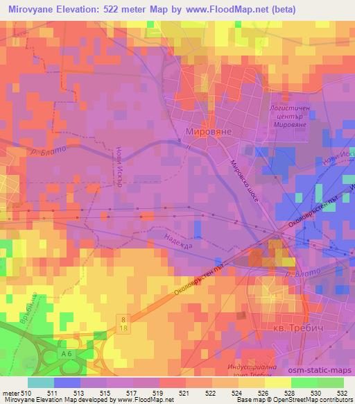 Mirovyane,Bulgaria Elevation Map