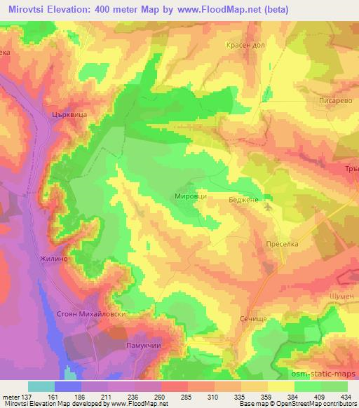 Mirovtsi,Bulgaria Elevation Map