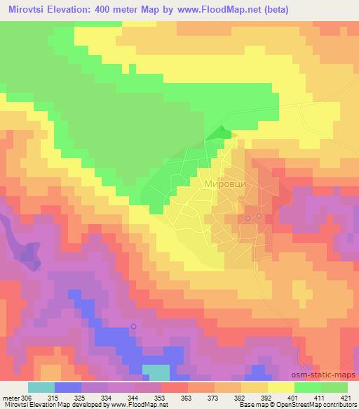 Mirovtsi,Bulgaria Elevation Map