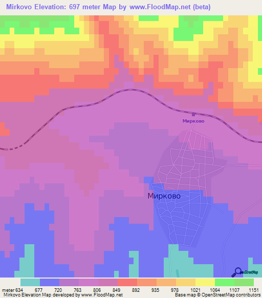 Mirkovo,Bulgaria Elevation Map