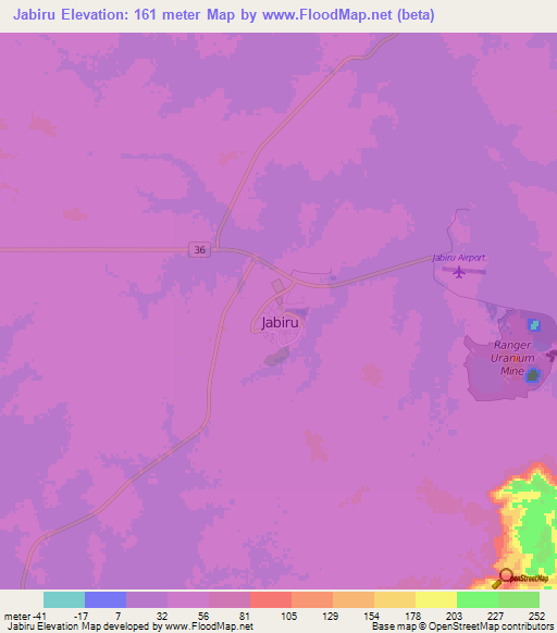 Jabiru,Australia Elevation Map