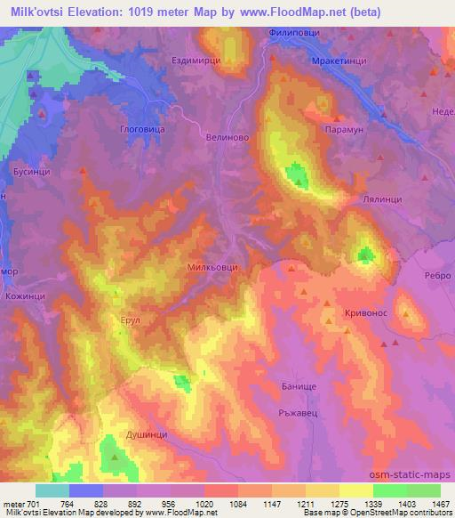 Milk'ovtsi,Bulgaria Elevation Map