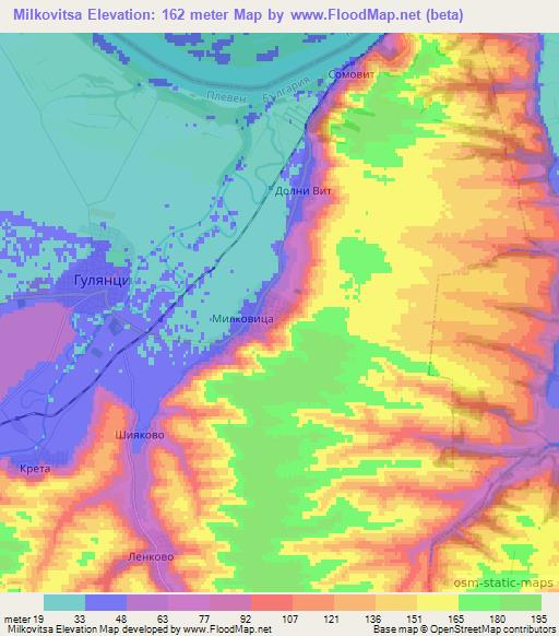 Milkovitsa,Bulgaria Elevation Map