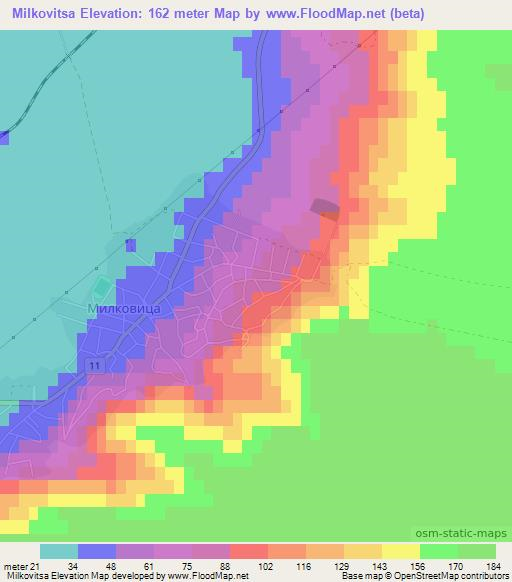 Milkovitsa,Bulgaria Elevation Map