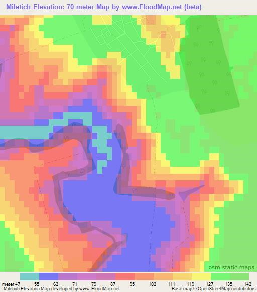 Miletich,Bulgaria Elevation Map