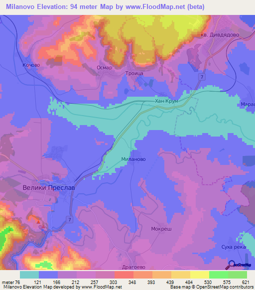 Milanovo,Bulgaria Elevation Map