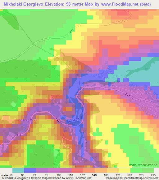 Mikhalaki-Georgievo,Bulgaria Elevation Map