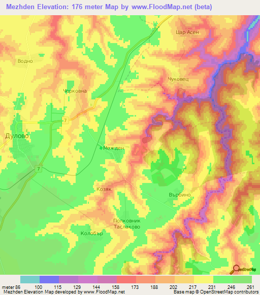 Mezhden,Bulgaria Elevation Map