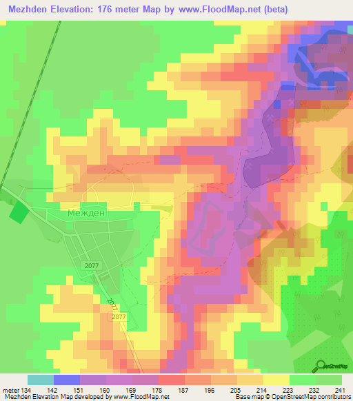 Mezhden,Bulgaria Elevation Map
