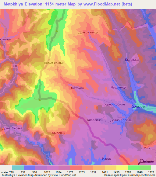 Metokhiya,Bulgaria Elevation Map