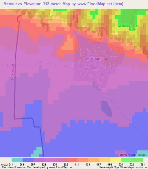 Metodievo,Bulgaria Elevation Map