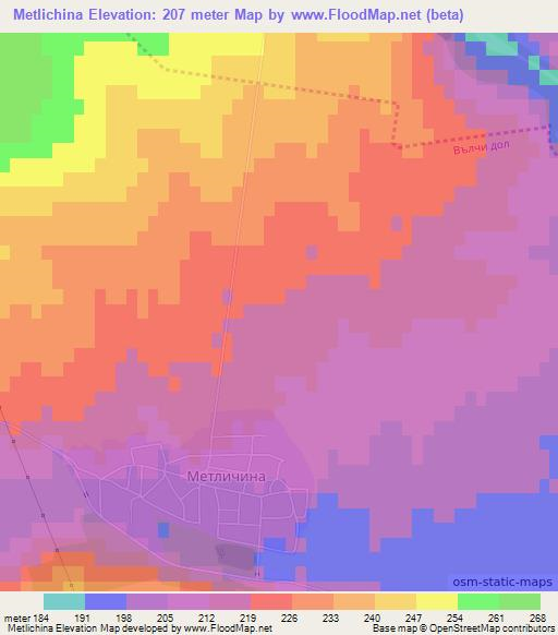 Metlichina,Bulgaria Elevation Map