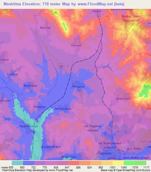 Meshtitsa,Bulgaria Elevation Map