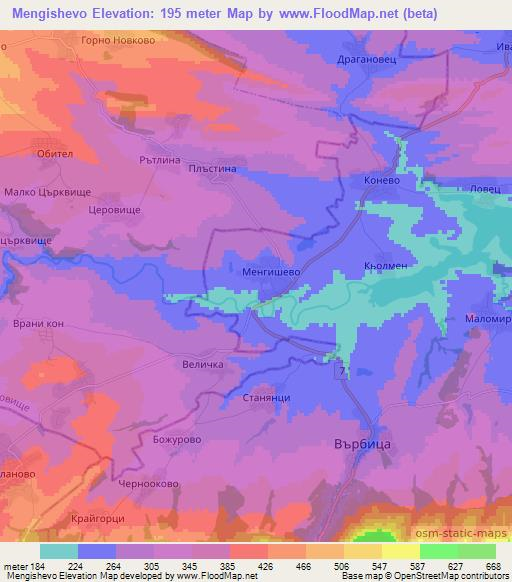 Mengishevo,Bulgaria Elevation Map