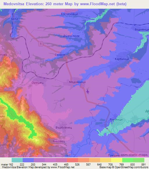 Medovnitsa,Bulgaria Elevation Map