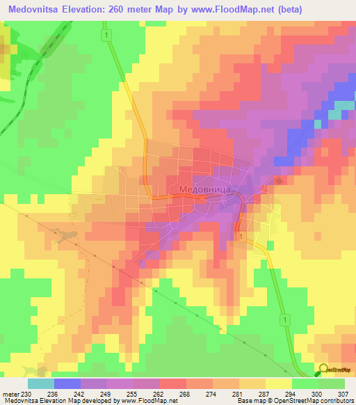 Medovnitsa,Bulgaria Elevation Map