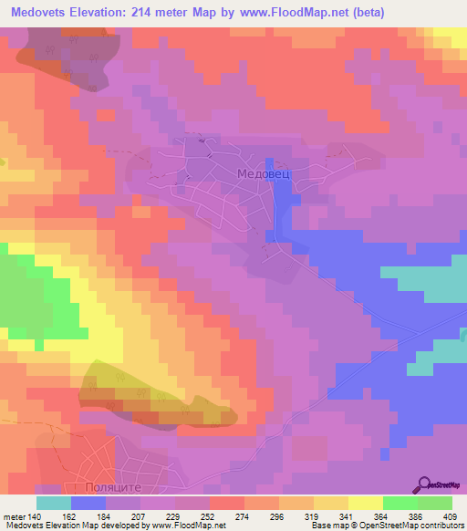 Medovets,Bulgaria Elevation Map