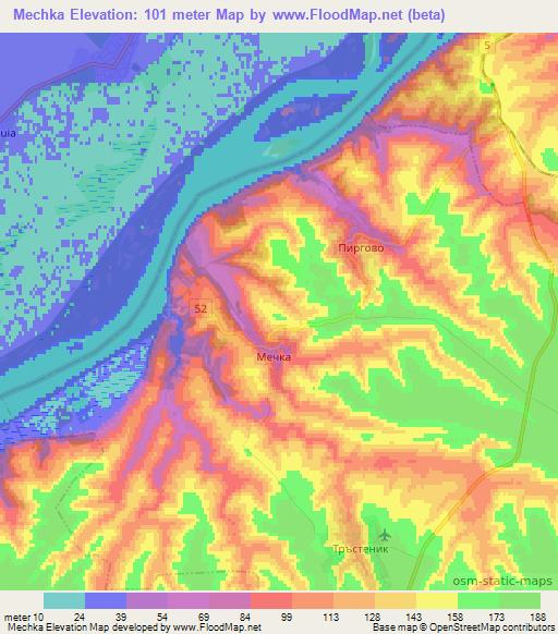 Mechka,Bulgaria Elevation Map