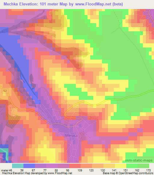 Mechka,Bulgaria Elevation Map
