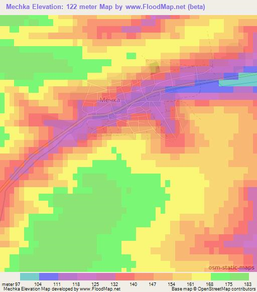 Mechka,Bulgaria Elevation Map