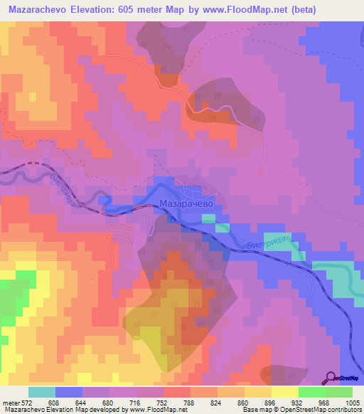 Mazarachevo,Bulgaria Elevation Map