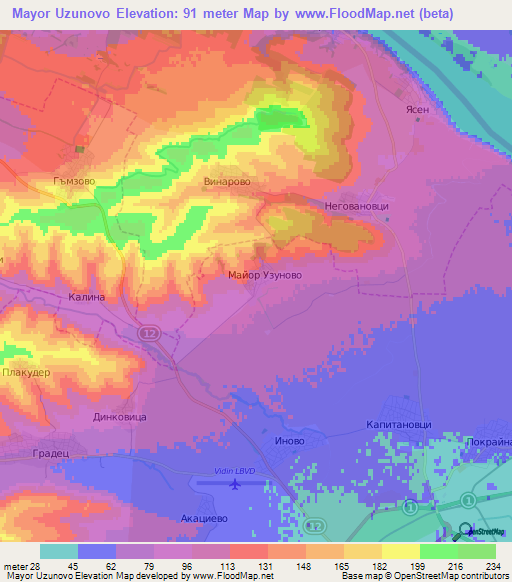Mayor Uzunovo,Bulgaria Elevation Map