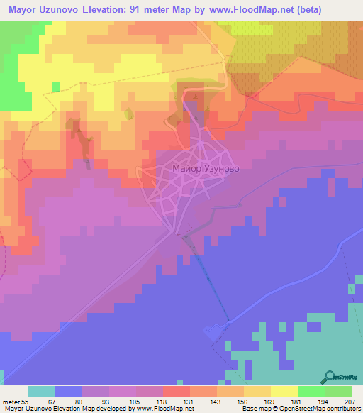 Mayor Uzunovo,Bulgaria Elevation Map