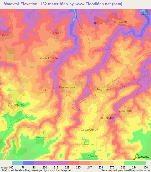 Matovtsi,Bulgaria Elevation Map