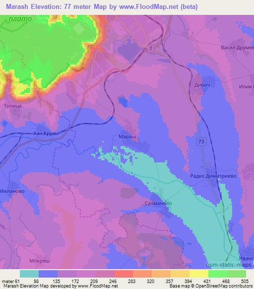 Marash,Bulgaria Elevation Map