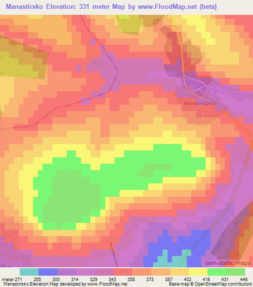 Manastirsko,Bulgaria Elevation Map