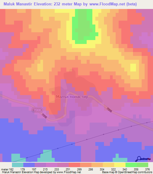 Maluk Manastir,Bulgaria Elevation Map