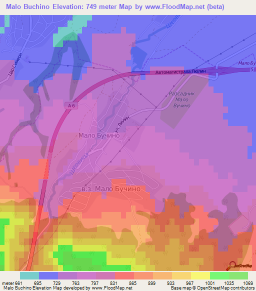 Malo Buchino,Bulgaria Elevation Map