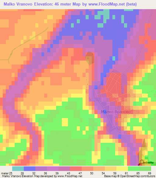 Malko Vranovo,Bulgaria Elevation Map