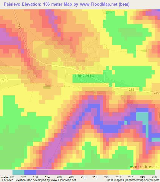 Paisievo,Bulgaria Elevation Map